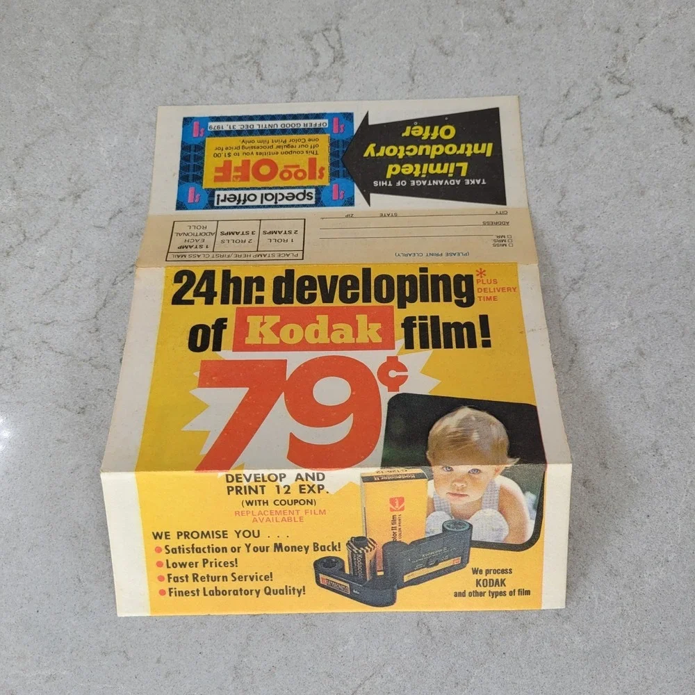 Kodak Ad Pic-Parade Photo Service Film Developing Envelope Kodacolor